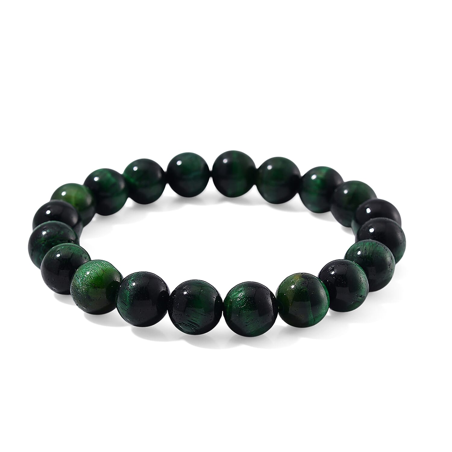 Green Tiger Eye (D) 150.00 ctw Beaded Stertch Bracelet