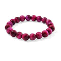 Fuchsia Tiger's Eye (D) 150.00 ctw Beaded Stretch Bracelet - Sticky add to cart bar