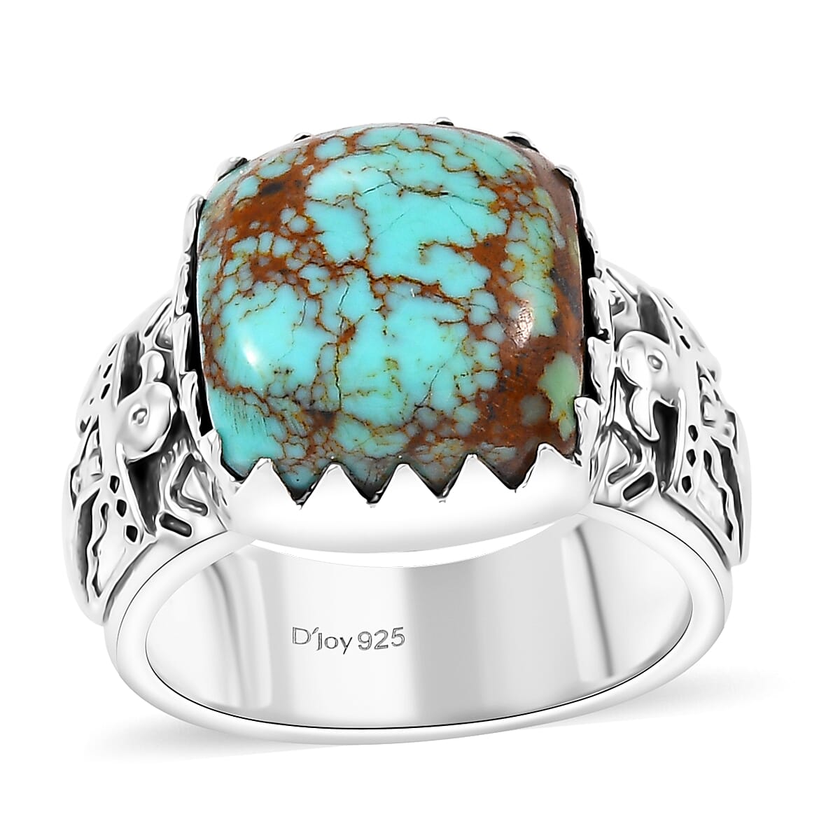 Artisan Crafted Blue Horizon Turquoise Solitaire Ring in Black Oxidized Sterling Silver (Size 10.0) 7.15 ctw