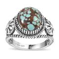 Artisan Crafted Blue Horizon Turquoise Solitaire Ring in Black Oxidized Sterling Silver (Size 10.0) 4.20 ctw - Sticky add to cart bar