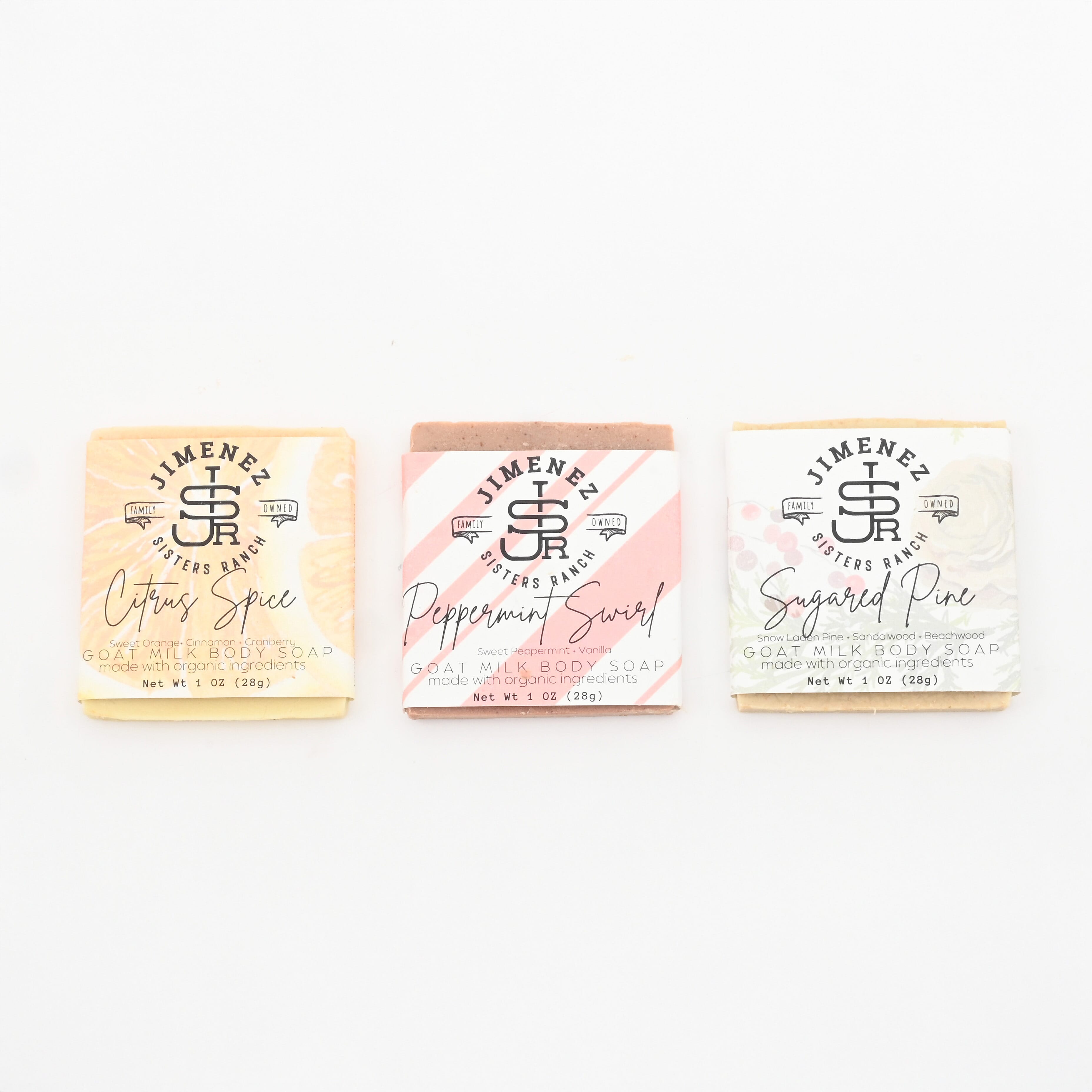 Jimenez Sisters Ranch Traditional Holiday- Goat Milk Bar Soap Sampler (1oz x6)