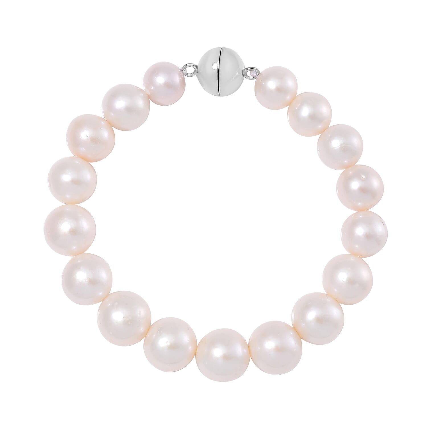 Doorbuster White Edison Pearl Bracelet in Rhodium Over Sterling Silver (6.50 In)