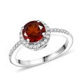 Tanzanian Sunlit Garnet and White Zircon Eternal Halo Ring in Sterling Silver - Sticky add to cart bar