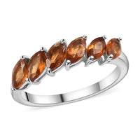 Ceylon Hessonite Garnet 1.90 ctw Ring in Rhodium Over Sterling Silver (Size 10.0)