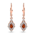 D'Joy Ceylon Hessonite Garnet and White Zircon 1.50 ctw Dangling Earrings in 18K Vermeil Rose Gold Over Sterling Silver - Sticky add to cart bar