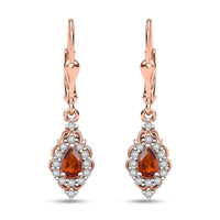 D'Joy Ceylon Hessonite Garnet and White Zircon 1.50 ctw Dangling Earrings in 18K Vermeil Rose Gold Over Sterling Silver