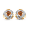 Ceylon Hessonite Garnet and White Zircon 1.10 ctw Knot Stud Earrings in 18K Vermeil Yellow Gold Over Sterling Silver - Sticky add to cart bar