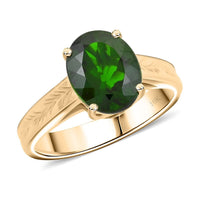 Certified & Appraised Luxoro 10K Yellow Gold AAA Chrome Diopside Solitaire Ring (Size 10.0) 2.65 ctw