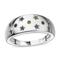 Blue, Yellow and Red Diamond (IR) Celestial Ring in Rhodium Over Sterling Silver (Size 10.0) 0.15 ctw - Sticky add to cart bar