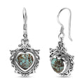 D'Joy Artisan Crafted Blue Horizon Turquoise 4.30 ctw Heart Earrings in Black Oxidized Sterling Silver - Sticky add to cart bar