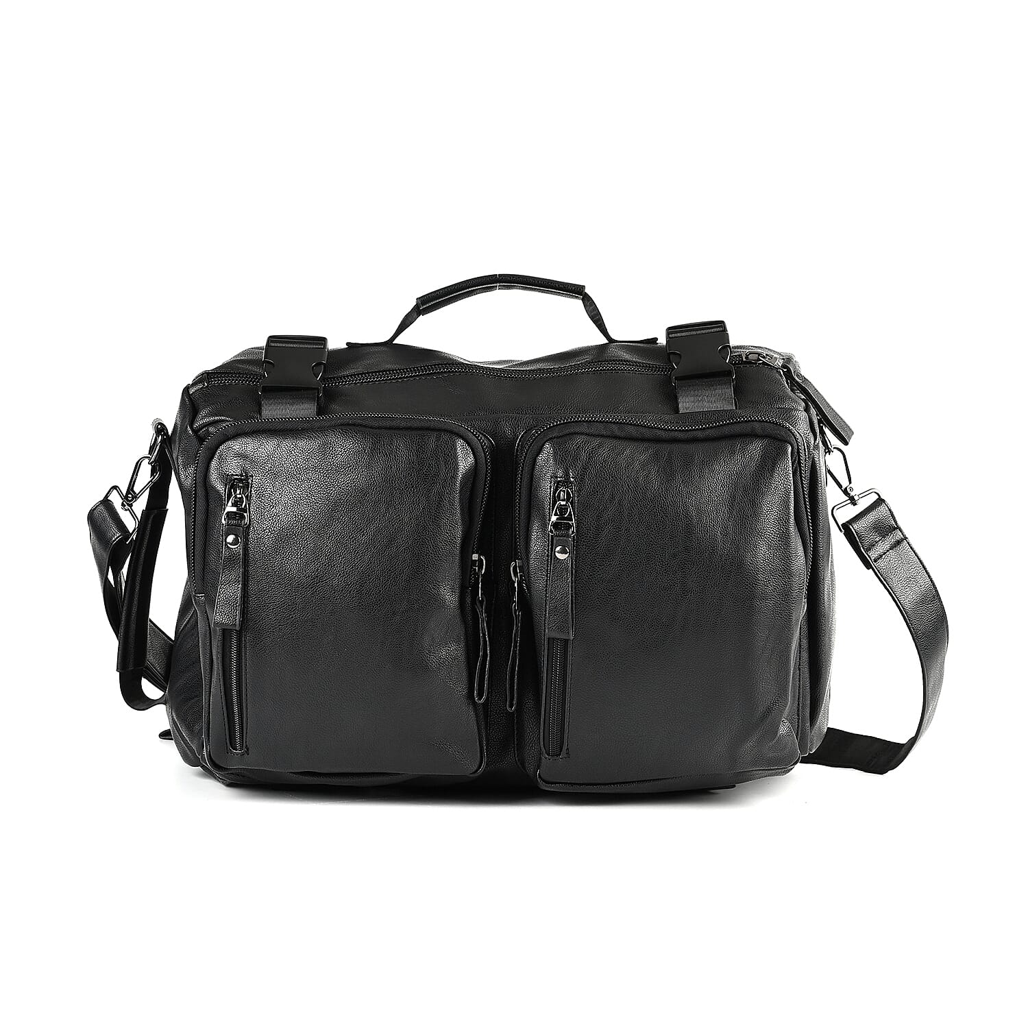 Black Multi-purpose Faux Leather Backpack