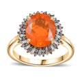 Epic Deal Luxoro 10K Yellow Gold AAA Buriti Fire Opal, Natural Champagne and White Diamond (I2) (0.25 cts) Sunburst Ring (Size 10.0) 2.80 ctw - Sticky add to cart bar