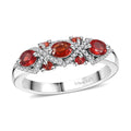 Premium Red Sapphire, Moissanite Ring in Rhodium Over Sterling Silver (Size 7.0) 1.00 ctw - Sticky add to cart bar