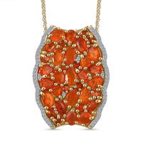 D'Joy AAA Buriti Fire Opal and White Zircon 3.30 ctw Radiant Ember Cluster Pendant without Chain in 18K Vermeil Yellow Gold Over Sterling Silver