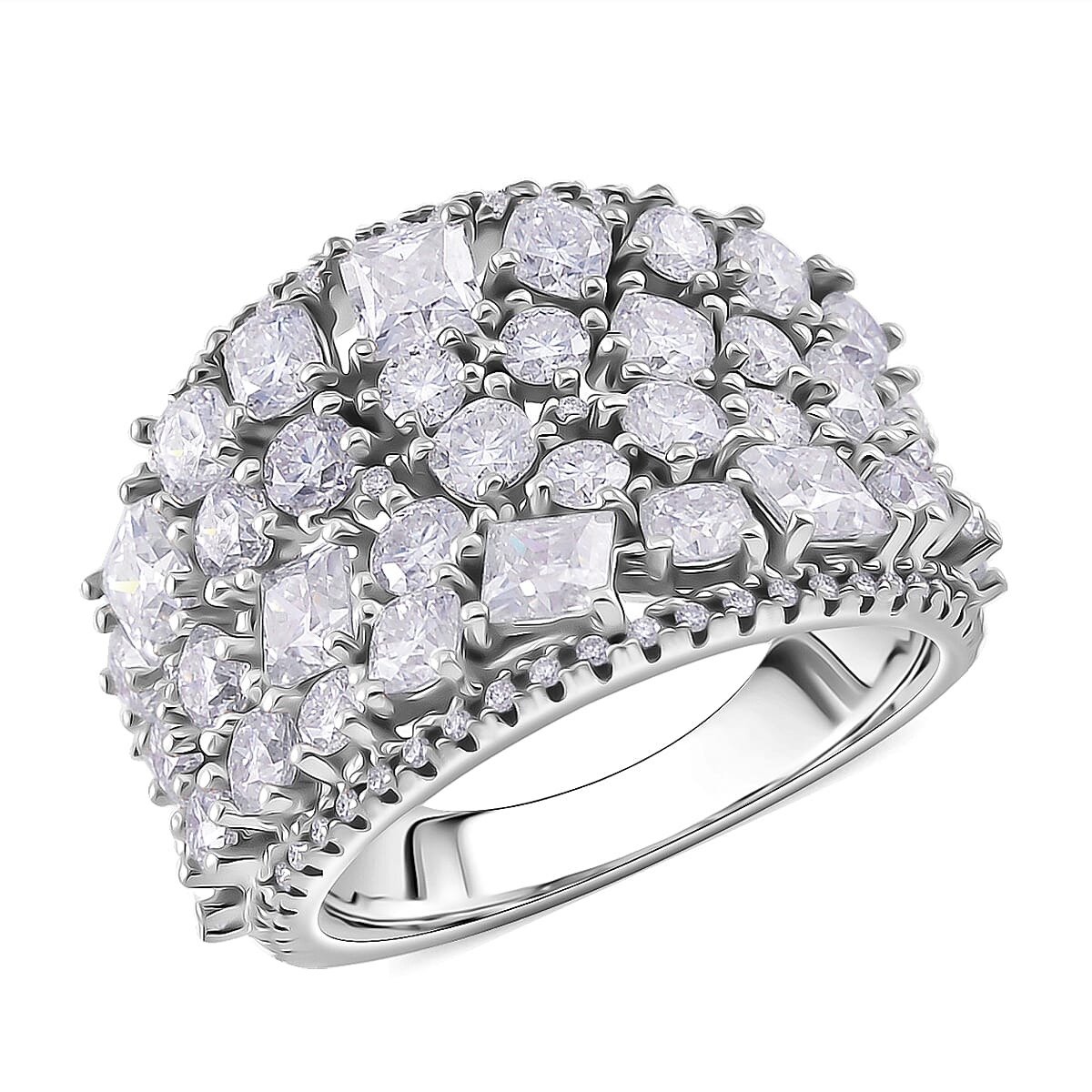 Doorbuster Moissanite Ring in Rhodium Over Sterling Silver (Size 10.0) 5.00 ctw