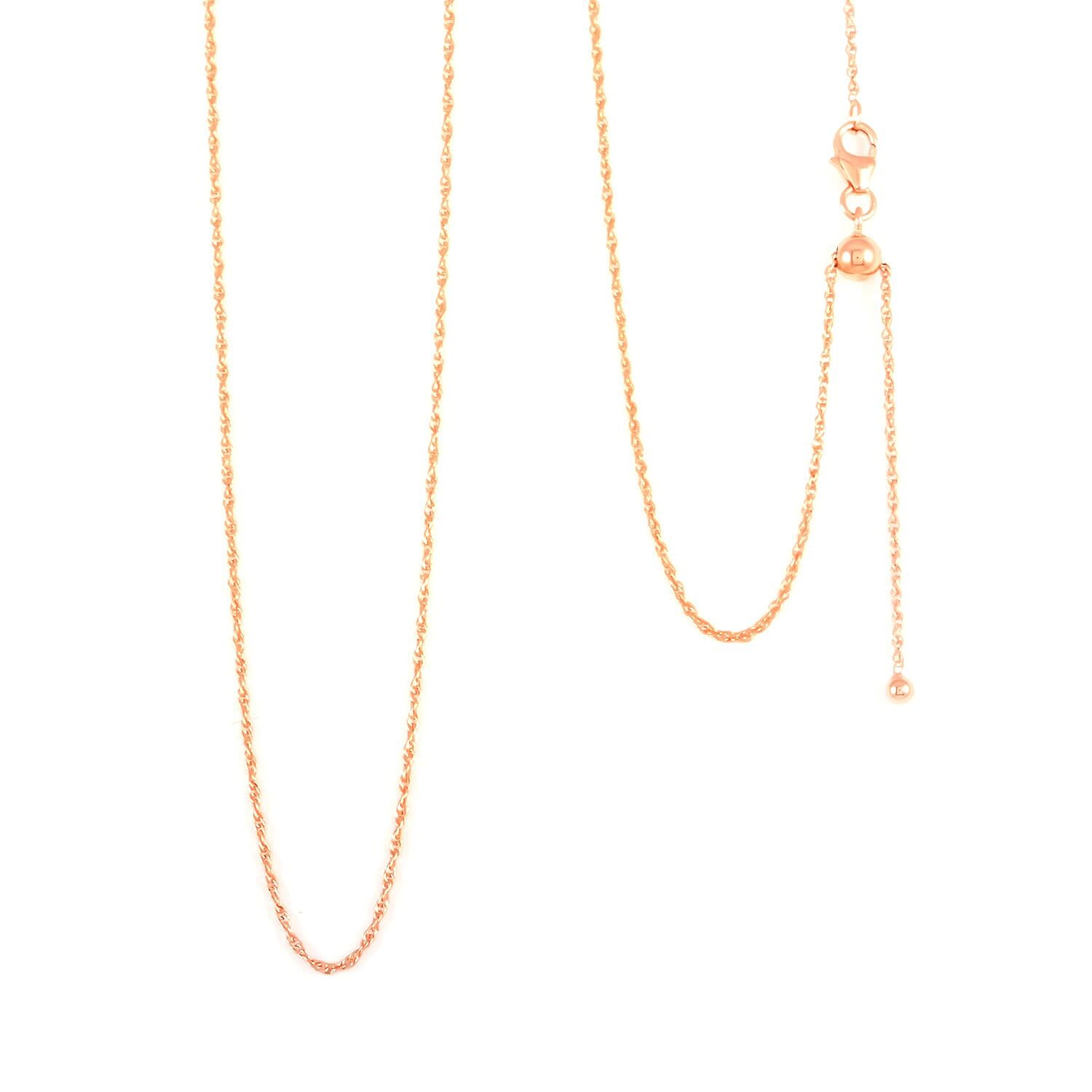 Delicate Harmony Necklace with Slider Ball in 18K Rose Gold Over Sterling Silver 2.75 Grams 18 Inches