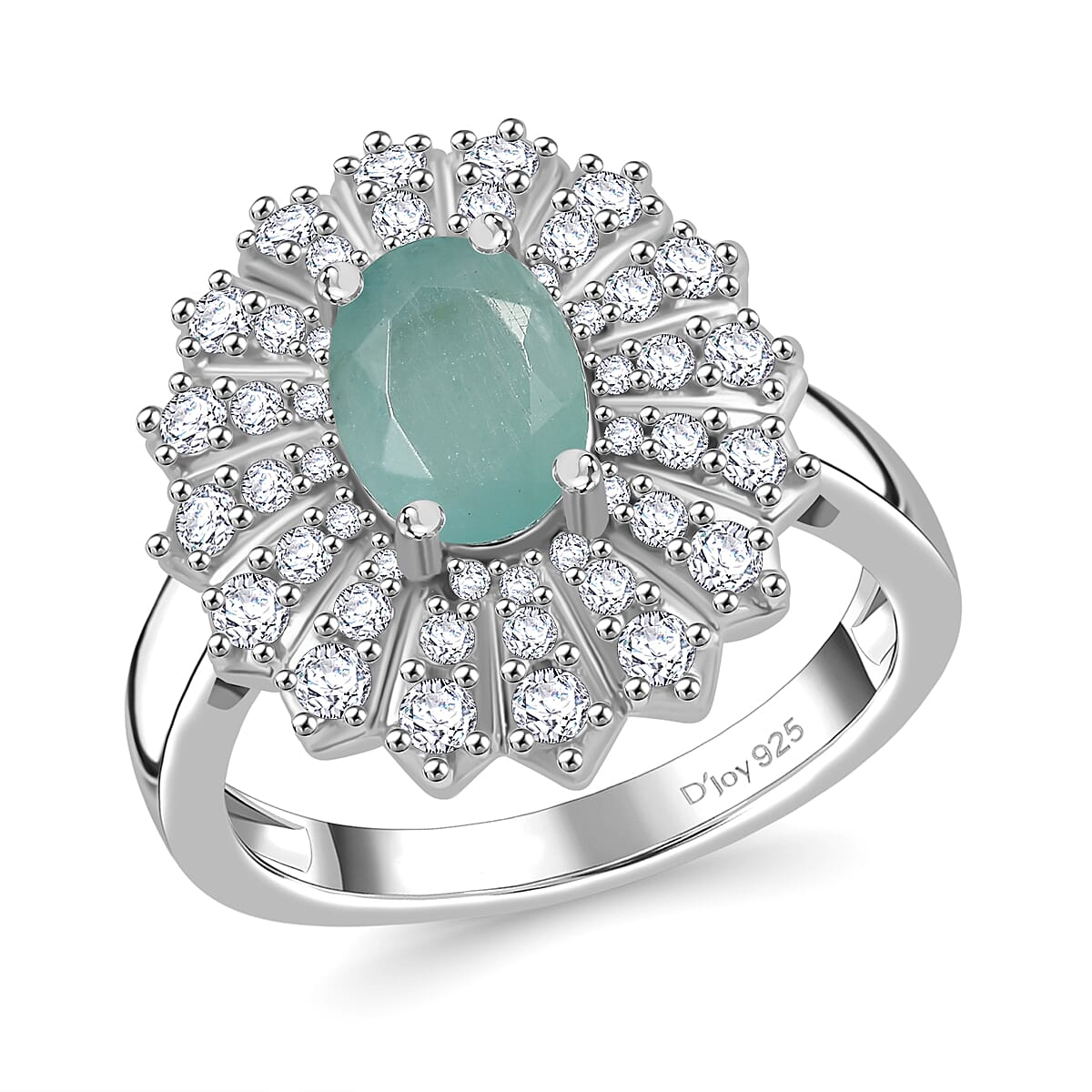 Grandidierite and White Zircon 2.35 ctw Ring in Rhodium Over Sterling Silver (Size 10.0)