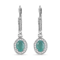 D'Joy Grandidierite and White Zircon 2.00 ctw Aqua Halo Earrings in Rhodium Over Sterling Silver - Sticky add to cart bar