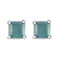 D'Joy Asscher Cut Grandidierite 0.75 ctw Stud Earrings in Rhodium Over Sterling Silver - Sticky add to cart bar