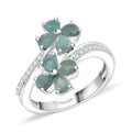 Grandidierite, White Zircon Bypass Floral Ring in Rhodium Over Sterling Silver (Size 6.0) 1.50 Carat Total Weight - Sticky add to cart bar