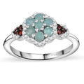 Grandidierite, Brown and White Zircon Ring in Rhodium Over Sterling Silver (Size 7.0) 0.90 ctw - Sticky add to cart bar