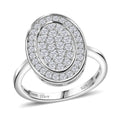 Moissanite Cluster Ring in Rhodium Over Sterling Silver (Size 10.0) 0.70 ctw - Sticky add to cart bar
