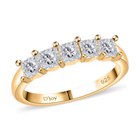 Moissanite 5 Stone Band Ring in 18K Vermeil YG Over Sterling Silver (Size 10.0) 1.25 ctw