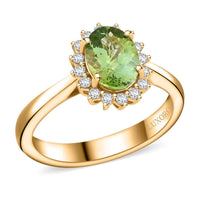 Doorbuster Certified & Appraised Luxoro 10K Yellow Gold AAA Green Tourmaline, Diamond (G-H, I2) (0.19 cts) Ring (Size 6.0) 1.60 ctw