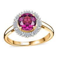 Certified & Appraised Luxoro 10K Yellow Gold AAA Radiant Ember Garnet, Diamond (G-H, I2) Ring (Size 10.0) (Del. in 7-10 Days) 1.63 ctw