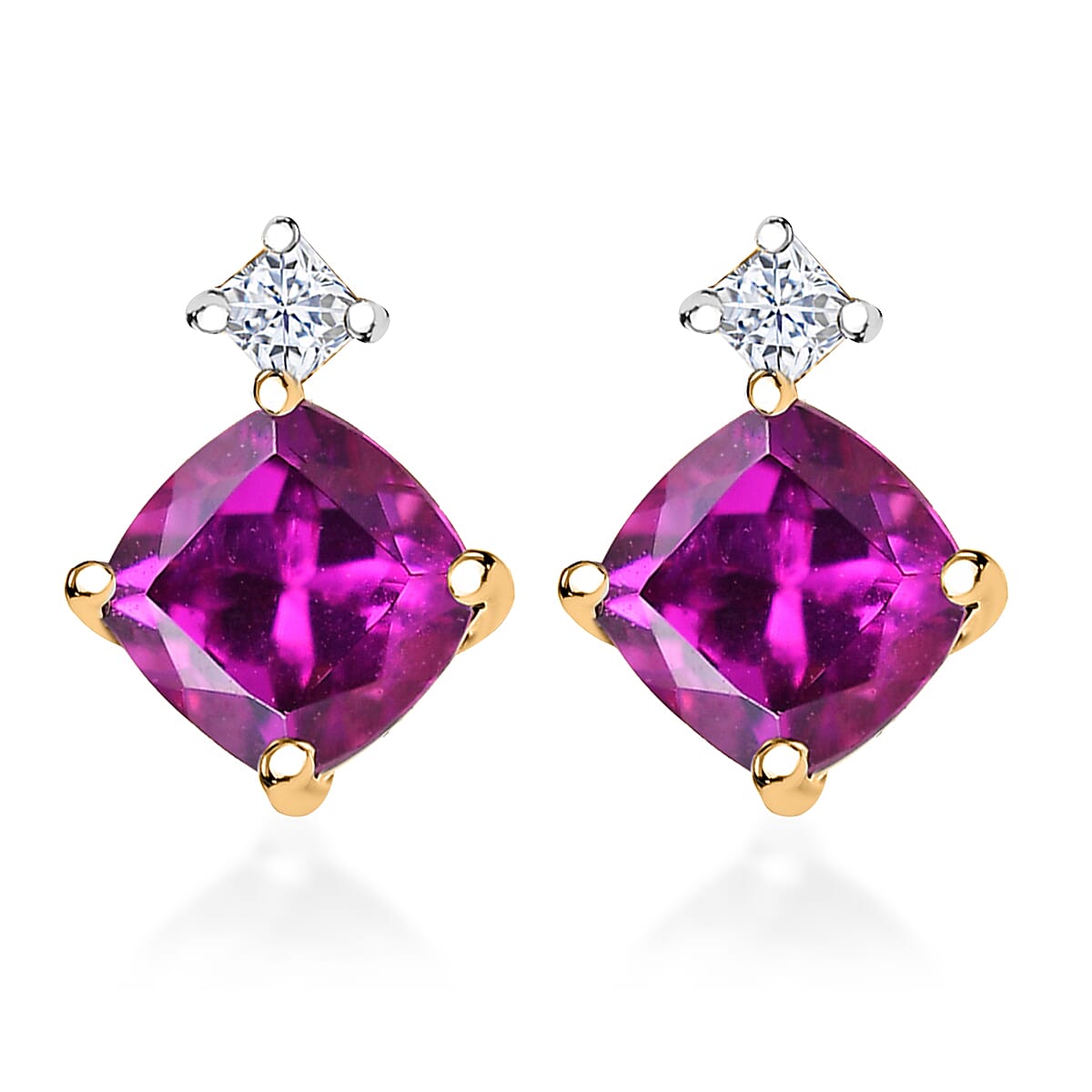 Certified & Appraised Luxoro 10K Yellow Gold AAA Radiant Ember Garnet, Diamond (G-H, I2) Earrings (Del. in 7-10 Days) 1.20 ctw
