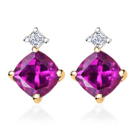 Certified & Appraised Luxoro 10K Yellow Gold AAA Radiant Ember Garnet, Diamond (G-H, I2) Earrings (Del. in 7-10 Days) 1.20 ctw