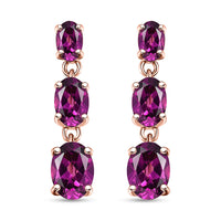 Certified & Appraised Luxoro AAA Radiant Ember Garnet 3.56 ctw Earrings in 10K Rose Gold