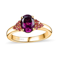 Certified & Appraised Luxoro AAA Radiant Ember Garnet and Padparadscha Sapphire 1.65 ctw Ring in 10K Yellow Gold (Del. in 10-12 Days)