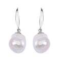 White Freshwater Pearl Earrings in Rhodium Over Sterling Silver - Sticky add to cart bar