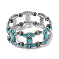 Doorbuster Blue Howlite, Resin Stretch Bracelet in Silvertone 40.00 ctw - Sticky add to cart bar