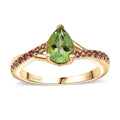 Certified & Appraised Luxoro AAA Natural Calabar Green Tourmaline and Padparadscha Sapphire 1.30 ctw Ring in 10K Yellow Gold - Sticky add to cart bar