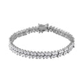 Doorbuster White Zircon Double-Row Bracelet in Rhodium Over Sterling Silver (6.50 In) 9.65 ctw - Sticky add to cart bar