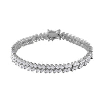 Doorbuster White Zircon Double-Row Bracelet in Rhodium Over Sterling Silver (6.50 In) 9.65 ctw