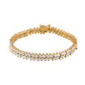 Doorbuster White Zircon Double-Row Bracelet in Rhodium Over Sterling Silver (6.50 In) 9.65 ctw - Sticky add to cart bar