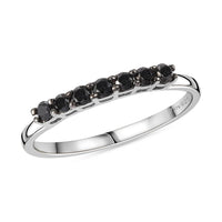 Black Diamond 0.35 ctw Band Ring in Rhodium Over Sterling Silver (Size 10.0)