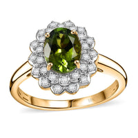 Luxoro AAA Aricanga Tourmaline and G-H I2 Diamond 1.42 ctw Ring in 10K Yellow Gold (Size 10.0)