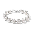 Doorbuster White Shell Pearl Beaded Bracelet (7.00-9.00In) in Silvertone - Sticky add to cart bar