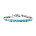 Larimar and Moissanite 17.50 ctw Seahorse Tennis Bracelet in Rhodium Over Sterling Silver (6.50 In) - Sticky add to cart bar