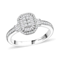 White Diamond Ring in Rhodium Over Sterling Silver (Size 7.0) 0.35 ctw