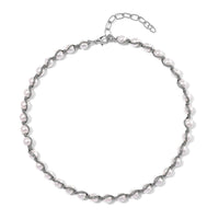 Doorbuster White Shell Pearl Beaded Chocker Necklace (16-20 Inches) in Silvertone