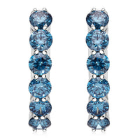 Luxuriant Lab Grown Blue Diamond (IR) VS 2.20 ctw Hoop Earrings in Platinum Over Sterling Silver