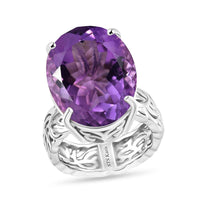 Karis African Amethyst Solitaire Ring in Platinum Bond (Size 10.0) 18.15 ctw
