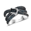 Blue Diamond (IR), Diamond Buckle Ring in Rhodium Over Sterling Silver (Size 6.0) 1.00 ctw - Sticky add to cart bar