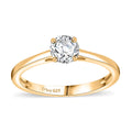 Moissanite 0.40 ctw Solitaire Ring in 18K Vermeil Yellow Gold Over Sterling Silver - Sticky add to cart bar