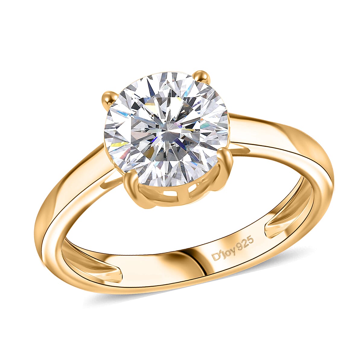 Moissanite 1.40 ctw Solitaire Ring in 18K Vermeil Yellow Gold Over Sterling Silver